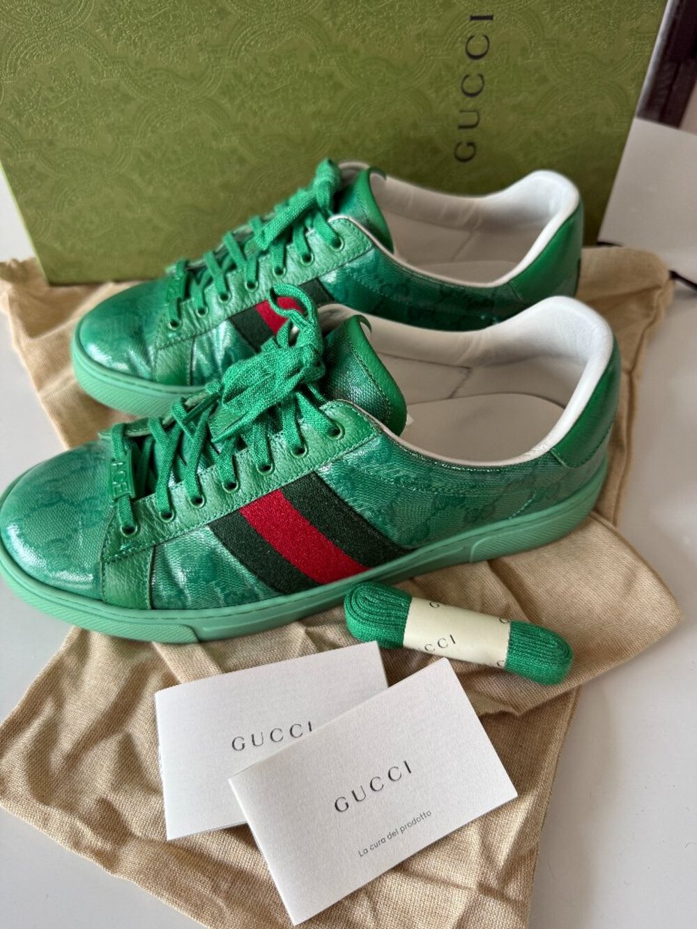 Ace GG Crystal Canvas Sneakers — Green